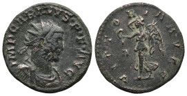 Carinus (283-285 AD). Lugdunum
Antoninianus (21mm 3,4g)
Obv: IMP CARINVS P F AVG. Radiate, draped and cuirassed bust right
Rev: VICTORIA AVGG. Vict...