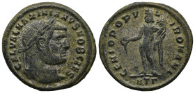 Galerius, as Caesar (AD 293-305). Heraclea
AE Follis (27,6mm 8,7g)
Obv: GAL VAL MAXIMIANVS NOB CAES. Laureate head to right
Rev: GENIO POPVLI ROMAN...