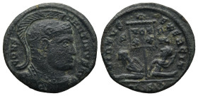 Constantine I 'the Great' (307/10-337 AD). Siscia
AE Follis (19,3mm 2,2g)
Obv: CONSTANTINVS AVG. Helmeted, draped and cuirassed bust of Constantine ...