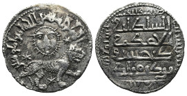 SELJUQ OF RUM. Kaykhusraw II (634-644 AH / AD 1236-1245)
AR Dirham (22,2mm 2,9g)
Obv: Lion advancing right, stars around; above, personification of ...