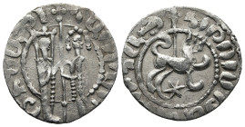 ARMENIA. Cilician Armenia. Hetoum I with Zabel (AD 1226-1270)
AR Tram (21,8mm 2,7g)
Obv: Hetoum and Queen Zabel standing facing, holding long cross ...