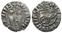 ARMENIA. Cilician Armenia. Hetoum I with Zabel (AD 1226-1270)
AR Tram (16,1mm 1,5g)
Obv: Hetoum and Queen Zabel standing facing, holding long cross ...