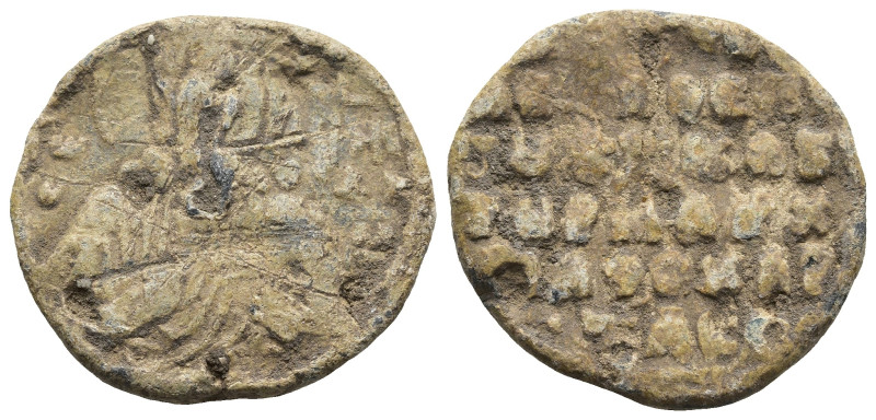 Byzantine Lead Seal (AD 6th-11th centuries)
(8,4g 23,9mm diameter)