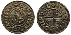 Aethelred II silver Penny, small CRVX type, Melton Mowbray Mint, moneyer Cetel
