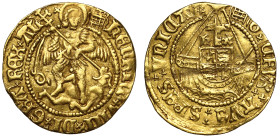 Henry VIII 1509-26 gold Half-Angel initial mark portcullis