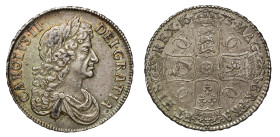 AU50 | Charles II 1673 silver Crown V. QVINTO