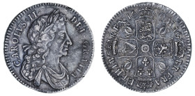 Charles II 1680 silver Halfcrown edge TRICESIMO SECVNDO