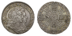 AU50 | William & Mary 1691 silver Crown TERTIO