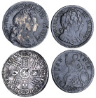 William and Mary 1693 silver Halfcrown and 1694 copper proof Halfpenny