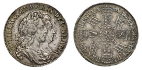 AU53 | William & Mary 1693 silver Halfcrown 3 over inverted 3 QVINTO