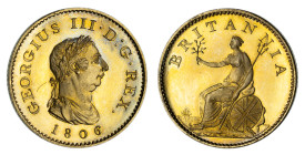 George III 1806 gilt copper proof Farthing SOHO mint (in original shell case)
