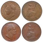 Halfpennies (2): George IV 1827 copper, William IV 1831 bronzed proof Halfpenny