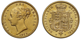 XF45 | Victoria 1870 gold Half-Sovereign die number 2 shield with no dot