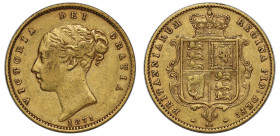 AU53 | Victoria 1871 gold Half-Sovereign die number 53 coarse beading shield with no dot rosettes closer to border