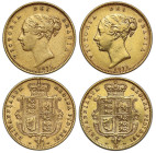 Victoria gold Half-Sovereigns (2): 1871, 2nd head, repositioned legend, dies 57 & 58