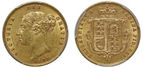 AU58 | Victoria 1877 gold Half-Sovereign third head die number 136