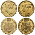 Australia Victoria gold Half-Sovereigns (2): 1880-S, cross buried