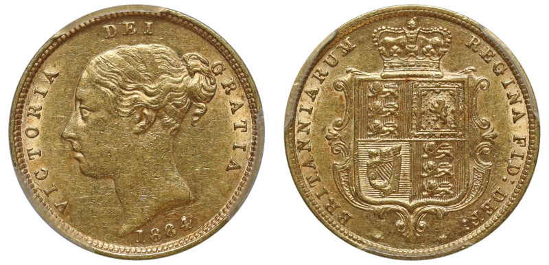g Victoria (1837-1901), gold Half-Sovereign, 1884, fifth young head type A5 left...