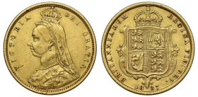 AU58 | Victoria 1887 gold Half-Sovereign No J.E.B. DISH L501