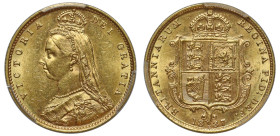 MS62 | Australia Victoria 1887 Melbourne mint gold Half-Sovereign Close J.E.B. DISH M506