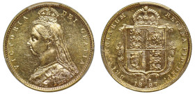 MS62+ | Australia Victoria 1887 Melbourne mint gold Half-Sovereign DISH M505