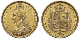 AU58 | Australia Victoria 1887 Sydney mint gold Half-Sovereign Close J.E.B. DISH S504