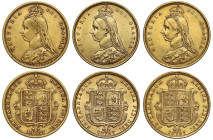 Australia Victoria gold Half-Sovereigns (3): 1887 Sydney, hooked J type DISH S503