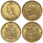 Victoria gold Half-Sovereigns (2): 1892, high and low shields
