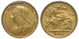 AU58+ | Australia Victoria 1897 Sydney mint gold Half-Sovereign