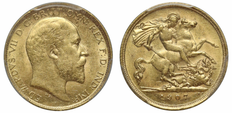 g Australia, Edward VII (1901-10), gold Half-Sovereign, 1907-M, Melbourne Mint, ...