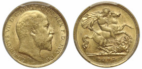 AU58 | Australia Edward VII 1907 Melbourne mint gold Half-Sovereign
