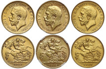 Australia George V Perth gold Half-Sovereigns (3): 1911P, 1915P, 1918P, last ext. rare