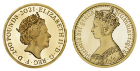 PF69 UCAM | Elizabeth II 2021 gold proof 2oz Plain Edge Gothic Crown Portrait