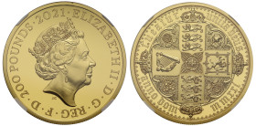 PF70 UCAM | Elizabeth II 2021 gold proof 2oz Gothic Crown Quartered Arms