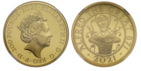 PF70 UCAM FDI | Elizabeth II 2021 gold proof 2oz Alfred the Great