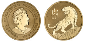 Elizabeth II 2022 gold Lunar $100 Year of the Tiger Australia