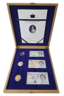 Elizabeth II 2003 gold, silver and cupro-nickel proof Crown and Bank Note Set