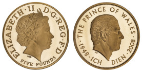 Elizabeth II 2008 gold proof Five Pounds Crown Prince of Wales 60th Birthday COA signed by IRB
