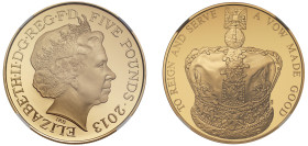 PF70 UCAM | Elizabeth II 2013 gold proof Five Pounds Crown Queens Coronation