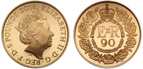 Elizabeth II 2016 £5 gold proof Five Pounds Crown QEII 90th Birthday with Stamp first day PNC cover