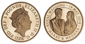 Elizabeth II 2018 gold proof Five Pounds Crown Harry and Meghan Wedding
