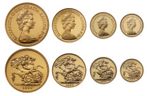 Elizabeth II 1980 gold proof Sovereign 4-coin Set