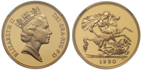 PF70 UCAM | Elizabeth II 1990 gold proof Five Pounds