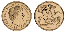 Elizabeth II 2007 gold BU Five Pounds