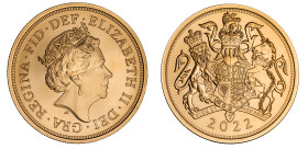 Elizabeth II 2022 gold BU Five Pounds Platinum Jubilee
