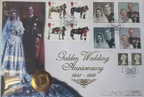 Elizabeth II 1967 Sovereign with Golden Wedding Anniversary Cover and Stamps