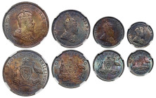 Australia, Edward VII 1910 silver coins (4): Florin, Shilling, Sixpence, Threepence