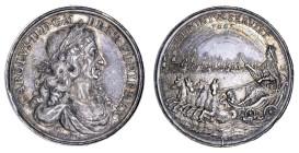 Charles II (1660-85), Dominion of the Sea, 1665, silver medal by Thomas Simon, laureate and draped bust right, CAROLVS. II. D.G. M BR. FR. ET. HIB. RE...