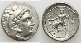 MACEDONIAN KINGDOM. Philip III Arrhidaeus (323-317 BC). AR tetradrachm (27mm, 16.89 gm, 1h). AU, die shift. Sardes, ca. 323-319 BC. Head of Heracles r...