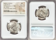 ATTICA. Athens. Ca. 440-404 BC. AR tetradrachm (28mm, 17.20 gm, 3h). NGC MS 3/5 - 3/5. Mid-mass coinage issue. Head of Athena right, wearing crested A...